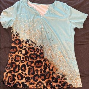 Leopard Print and Glitter T-Shirt